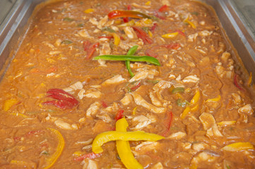 Chicken casserole at a restaurant buffet