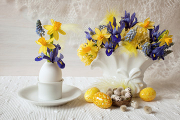 Easter eggs flowers spring