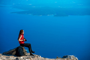 Woman traveling on the island top