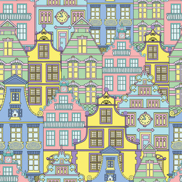 Seamless background with cute houses © samiramay