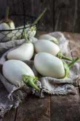 fresh organic white eggplants