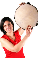 Naklejka premium Woman with tambourine