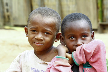 Happy poor african boys - malagasy children