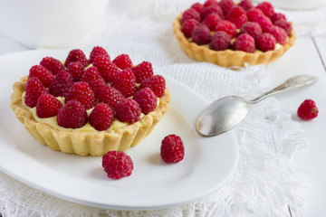 tart with fresh raspberries