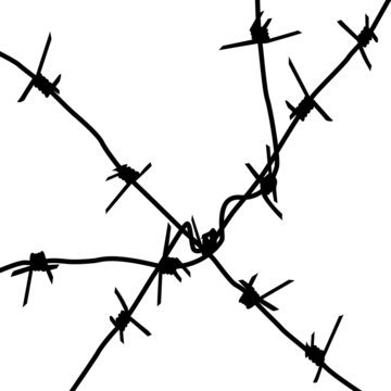 Silhouette barbed wires on a white background. Vector illustrati