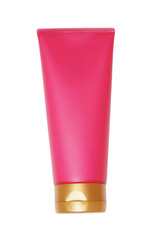 pink plastic tube with closed yellow  flip top lid