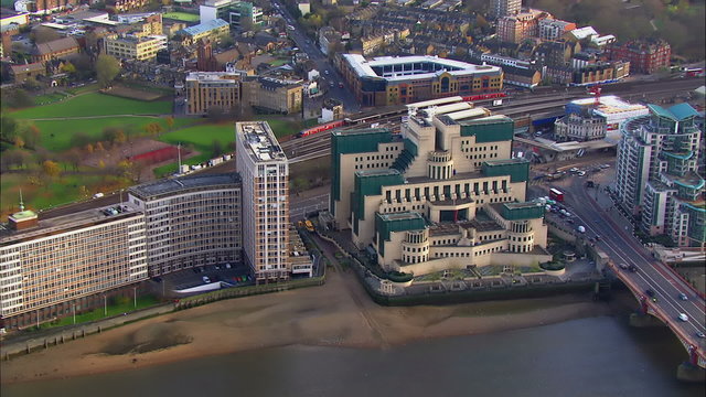 Aerial view of the Vauxhall Cross, home to the British Intelligence Services