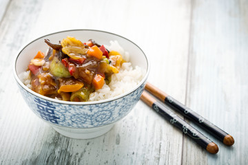 Rice with sweet and sour vegetables - Reis mit süß-sauren Gem