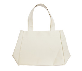 cream canvas bag on white background