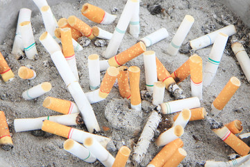 cigarette butt in the ashtray