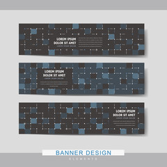 dark blue mosaic banner template design