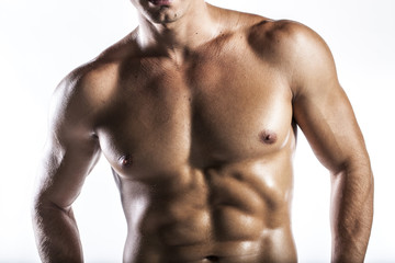 Fototapeta na wymiar muscle man, a naked body of European latin muscle man