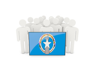 People with flag of northern mariana islands