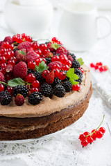Chocolate cake with fresh berries