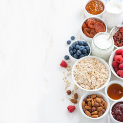 cereal and various delicious ingredients for breakfast and place