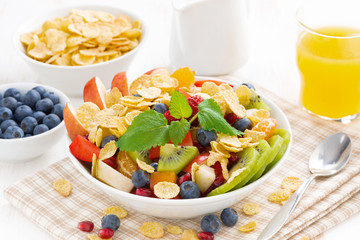 Fruit and berry salad for breakfast
