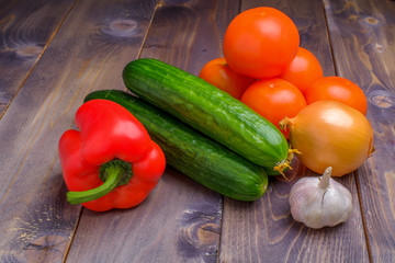 vegetables on the wood background