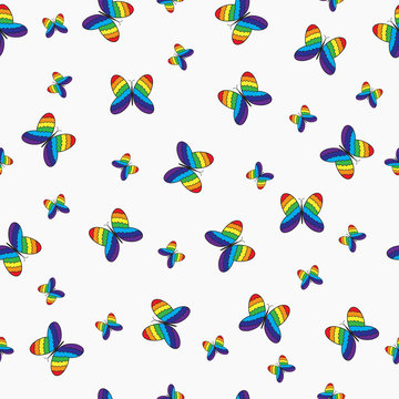 Seamless pattern with colorful  butterflies.