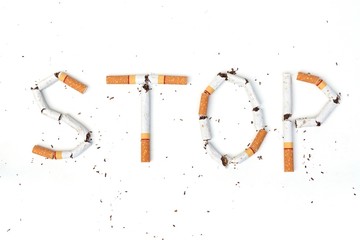 Cigarette arranged as a word stop