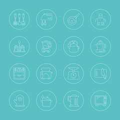 Kitchen line icon set