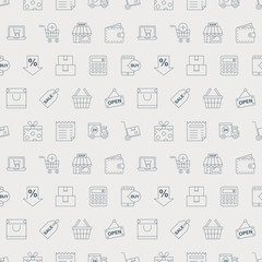 Shopping line icon pattern set