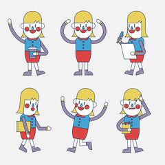 Character illustration design. Businesswoman set cartoon