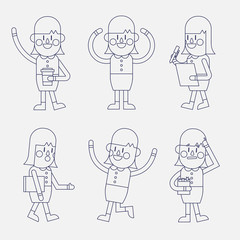 Character illustration design. Businesswoman set cartoon