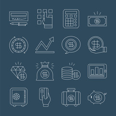 Business finance line icon set