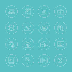 Business finance line icon set