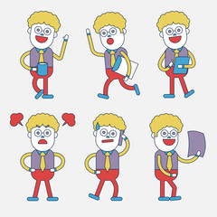 Character illustration design. Businessman set cartoon