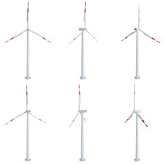 3d illustration set of wind from all directions