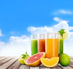 Fresh. Fresh citrus juices isolated on white