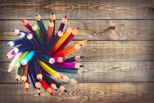 Pencil. Exploding color pencils