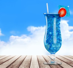 Cocktail. Red alcohol cocktail with berries isolated on white