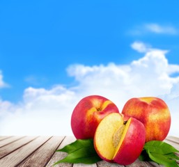 6474. Nectarines isolated on white background 6474