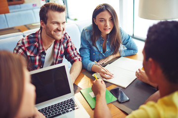 Young people in cafe