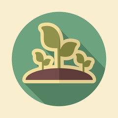 Plant sprout retro flat icon with long shadow