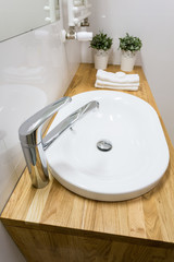 Close-up of ceramic washbowl