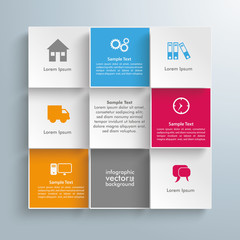 9 Colored Squares Infographic