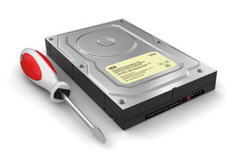 Fototapeta premium Hard Drive and Screwdriver