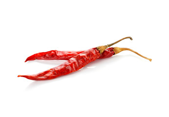 dry red pepper on white background