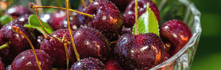 Cherries with drops of water