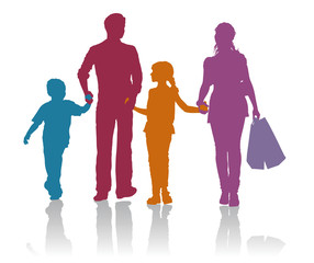 Fototapeta premium Family shopping silhouettes