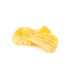 Three ribbed potatoe chips isolated