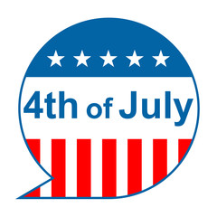 Icono texto 4th of July con fondo bandera