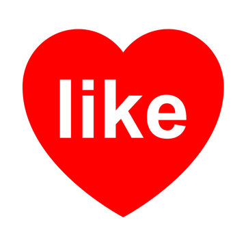 Icono texto like en corazon