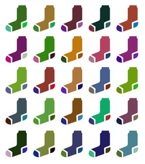 Socks in different colors. Vector.