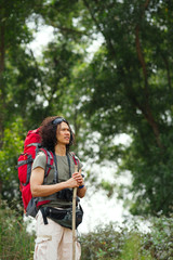 Mixed-race male hiker