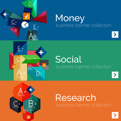 Flat design paper infographic banner set