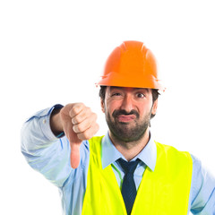 Worker doing a bad signal